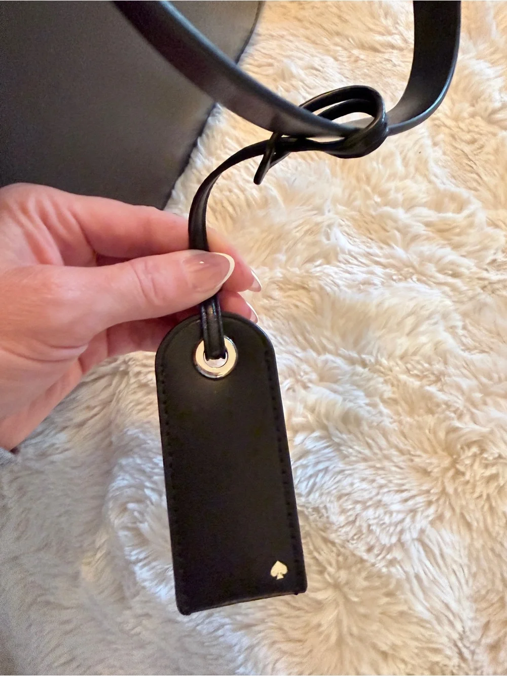 kate spade Black Leather Tote with Front Pocket and Tag